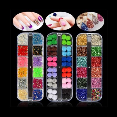 1 Box AB Jelly Rhinestones 3d Colorful Nail Sequins Crushed Stones Fur Ball For DIY Accessories Glitter Nail Art Decorations