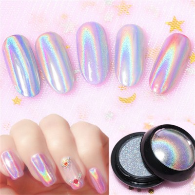 2ml/Box Top grade Holographic Nail Powder Glitters Holo Laser Rainbow Nail Powder Chrome Dust Manicure Nail Powder