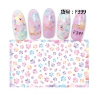 F Series F379-398 Summer Nail Sticker flower Slider Nail Art Transfer Decal Colorful Charm Decor