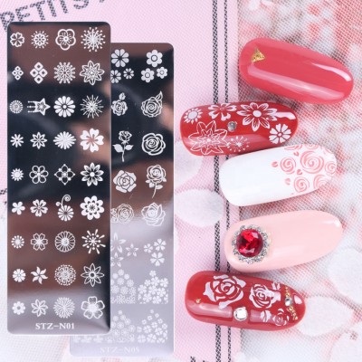 1pcs 12*4cm Nail Stamping Plates Geometry Flower Leaf Designs Manicure Stencils Nail Art Stamp Template Image Tool