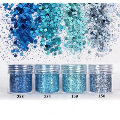 Blue Series 4 Boxes/Set Blue Series Chunky Glitter Nail Sequins Iridescent Flakes Colorful Mixed Paillette Festival Glitter