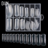 BIN Clear Gel Nail Mold Acrylic Nail Dual System Forms 120Pcs Curve Nail Form 12 Sizes with Scale Tips