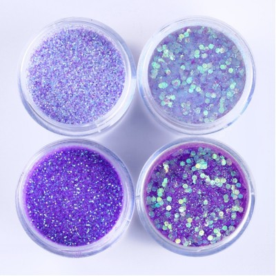 4 Boxes/set Purple Series Gradient Shiny Nail Glitter Set Powder Manicure Nail Art Chrome Pigment Silver DIY Nail Art Decoration